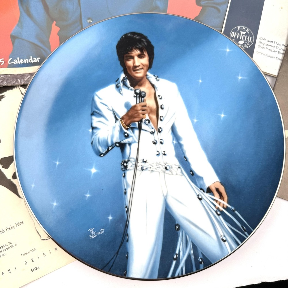 Elvis Presley Calendars Navy Hat King Of Las Vegas Plate Cassette Lot Rock Pop - Picture 9 of 13